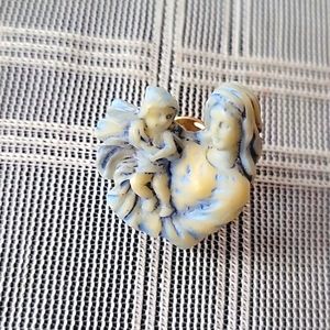 Blue Mother and Child Religious Lapel Pin